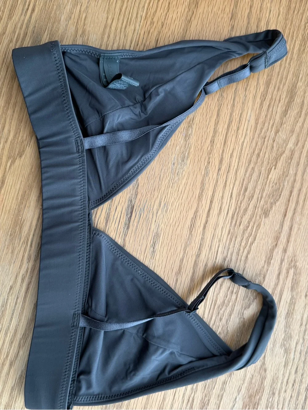 SKIMS Signature Swim Plunge Bikini Top Gunmetal Medium